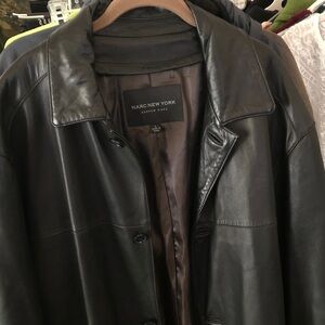 Marc New York Men's Black Leather Trench Coat